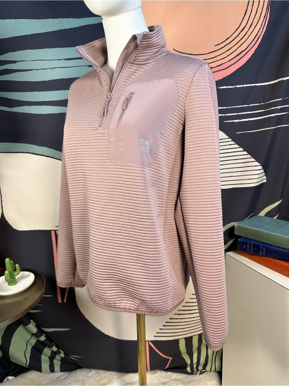 Duluth Trading Co Alaskan Hardgear Mauve Ribbed Quarter-Zip Pullover size Small